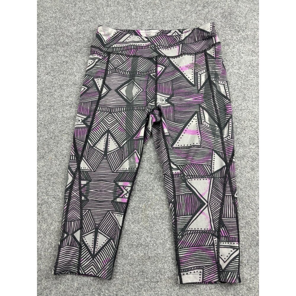The North Face‎ Leggings Womens Large Gray Purple FlashDry Capri Geometric Print